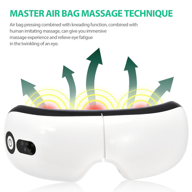 Smart Airbag Vibration Eye Massager Eye Care Instrument Hot Compress Support Bluetooth Eye Fatigue Massage Glasses